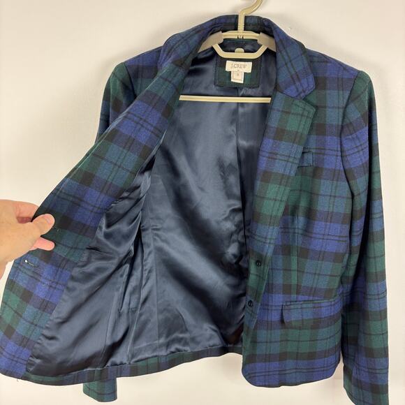 J. Crew Factory black watch plaid blazer 0 Wool blend 22235 academia preppy - Picture 3 of 10